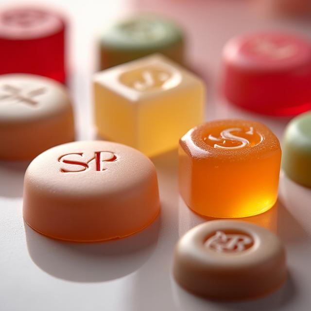 Bespoke confectionery with custom shapes and colors for a special event.